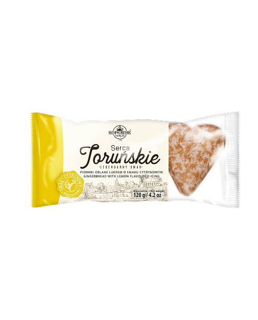 Serca Toruńskie lukrowane o smaku cytrynowym